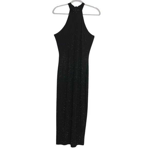 Fashion Nova Sexy Sheer Black Rhinestone Halter Neck Dress Large‎ Bodycon Glam - Picture 5 of 9